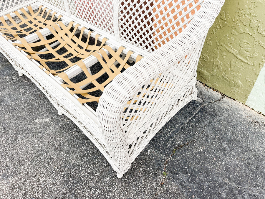 Palm Beach Braided Lattice Wicker Sofa