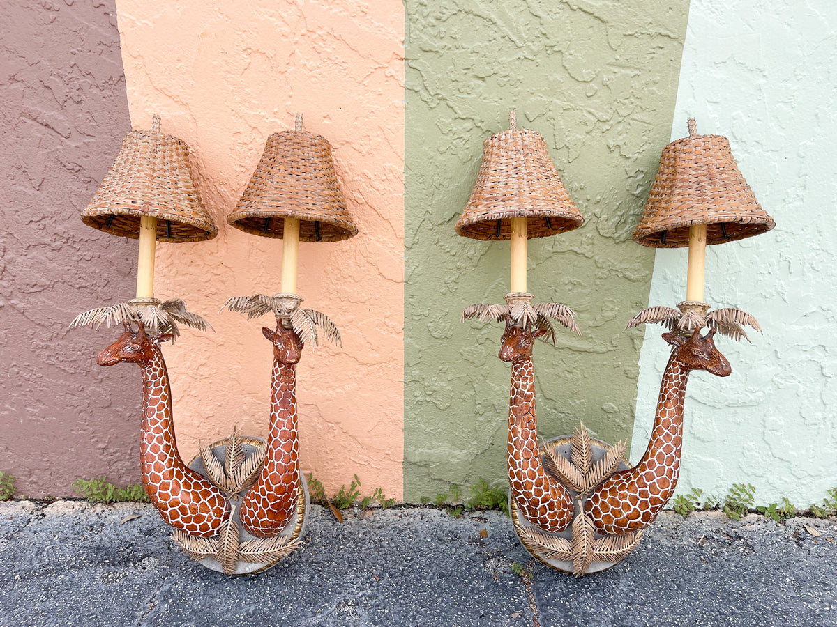 Pair of Safari Chic Giraffe Sconces