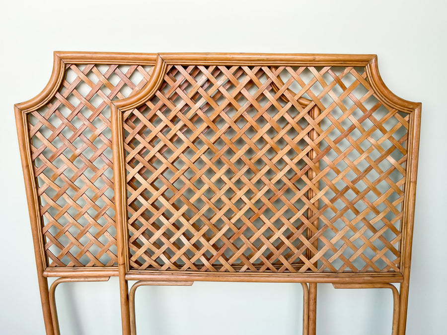 Pair of Lattice Rattan Twin Headboards