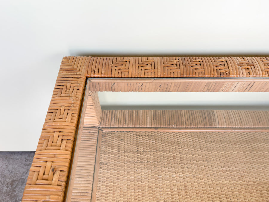 Pair of Billy Baldwin Style Rattan Wrapped Side Tables