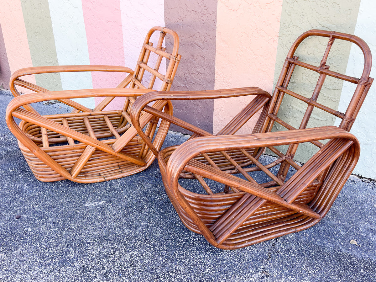 Pair of Frankl Style Rattan Pretzel Chairs