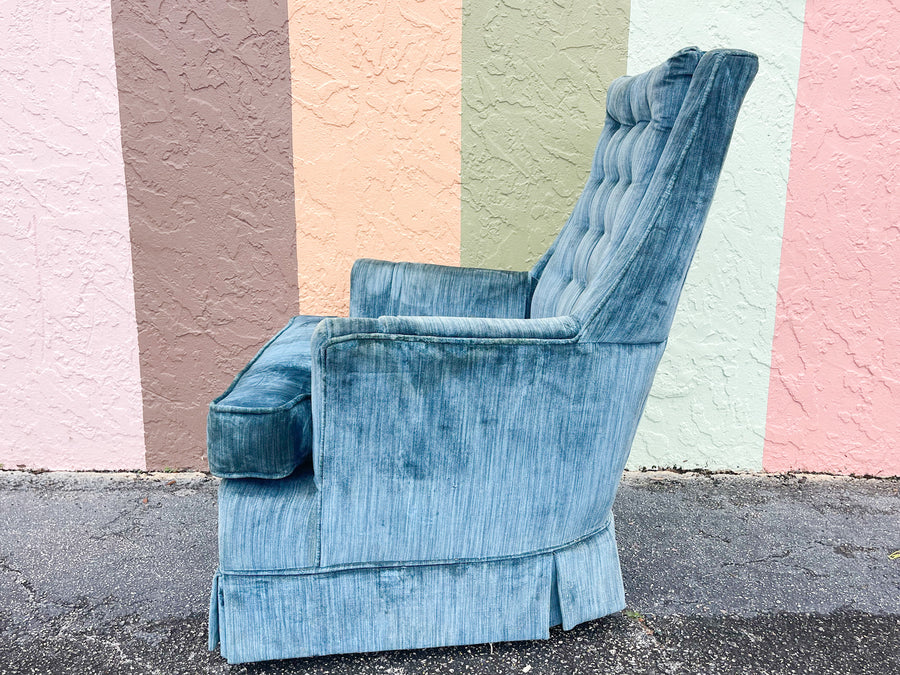 Pair of MCM Teal Upholstered Chairs