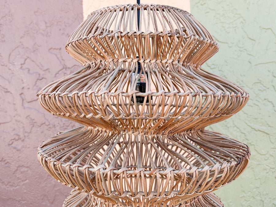 70s Chic Rattan Chandelier