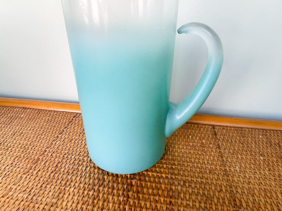 1950s Aqua Pitcher and Set of Six Glasses