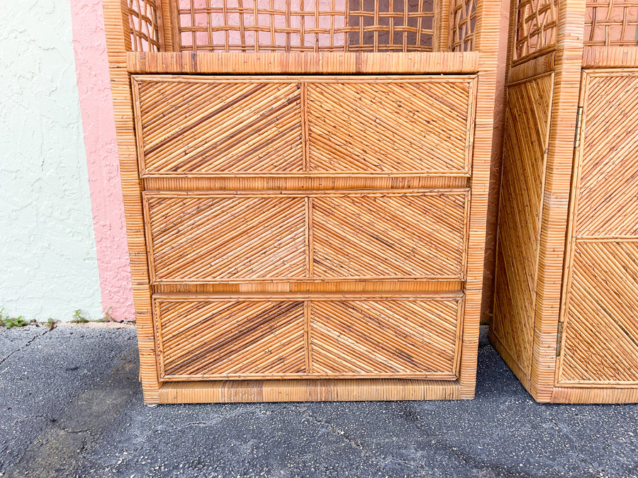 Pair of Coastal Chic Pencil Reed Etageres