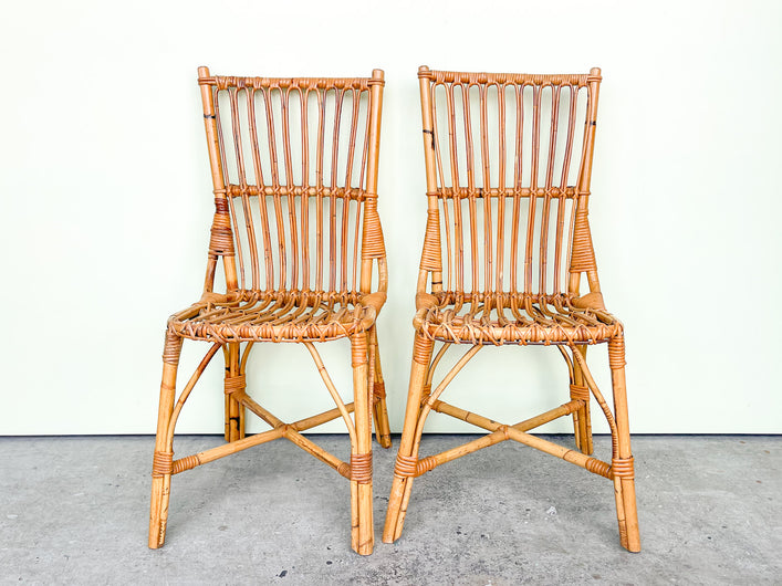 Pair of Cute Rattan Side Chairs
