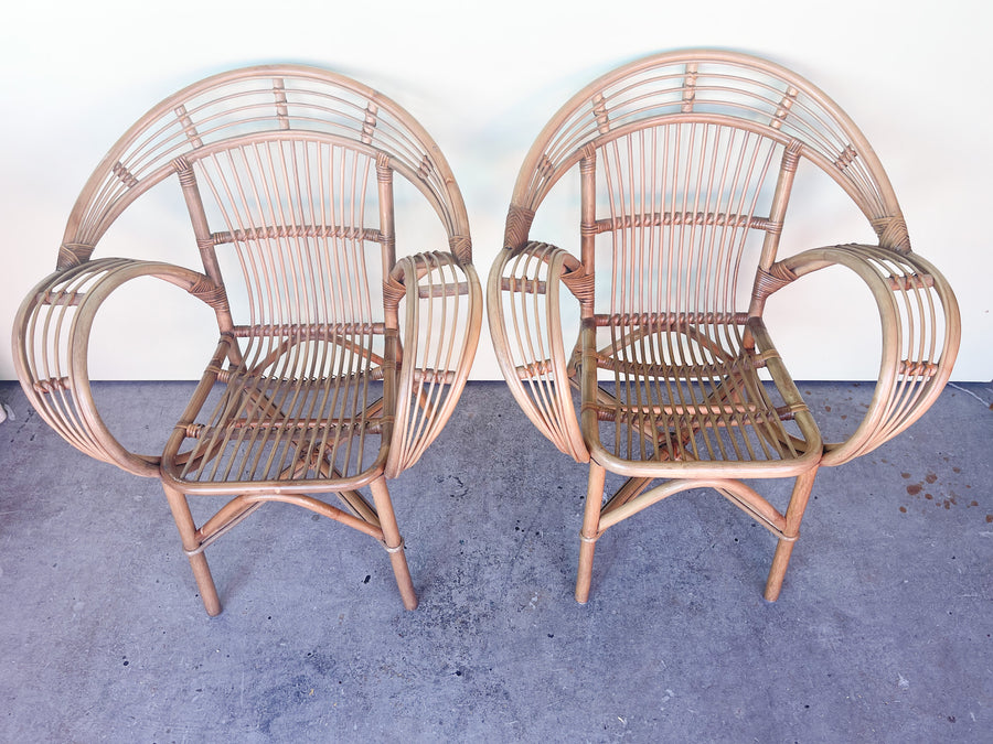 Pair of Cute Rattan Balloon Chairs