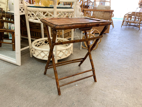 Tortoise Shell Rattan Folding Table