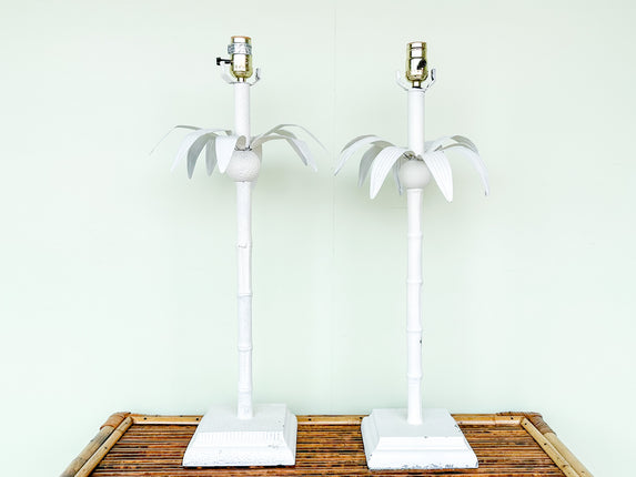 Pair of Tole Palm Tree Lamps