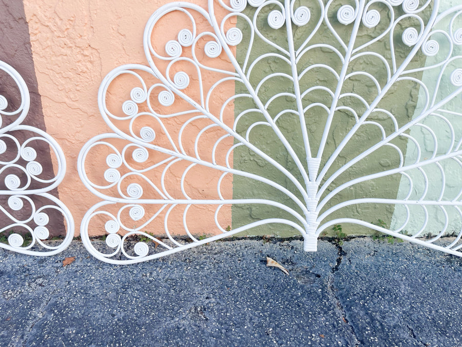 Pair of Fancy Fiddlehead Wicker Wall Fans