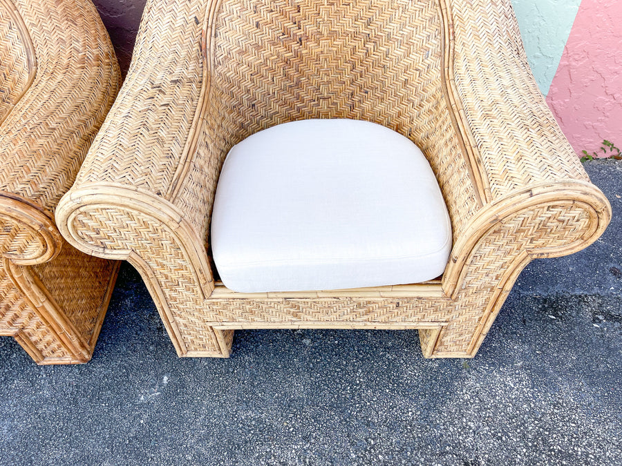 Pair of Ralph Lauren Rattan Lounge Chairs