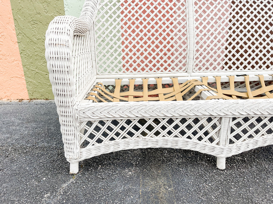 Palm Beach Braided Lattice Wicker Sofa