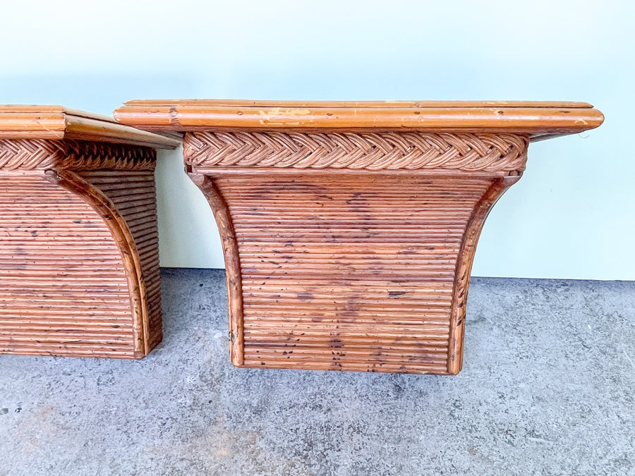 Pair of Split Bamboo Wall Shelves