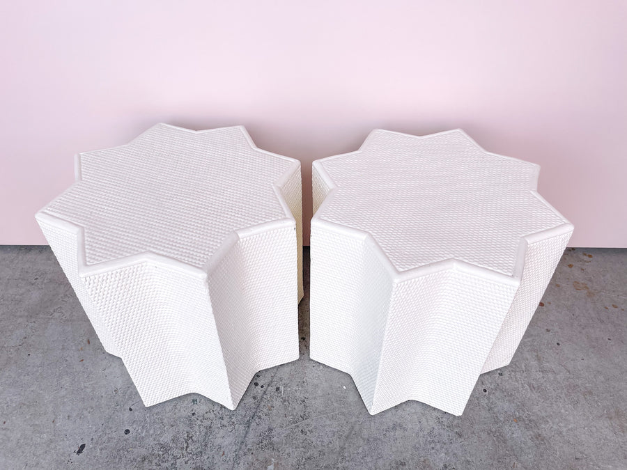 Pair of Lacquered Seagrass Star Stools