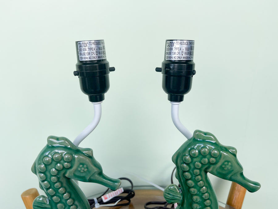 Pair of Adorable Seahorse Lamps