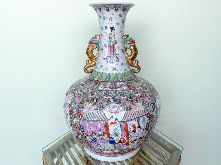 Large Asian Chic Colorful Vase