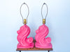 Pair of Red Seahorse Lamps