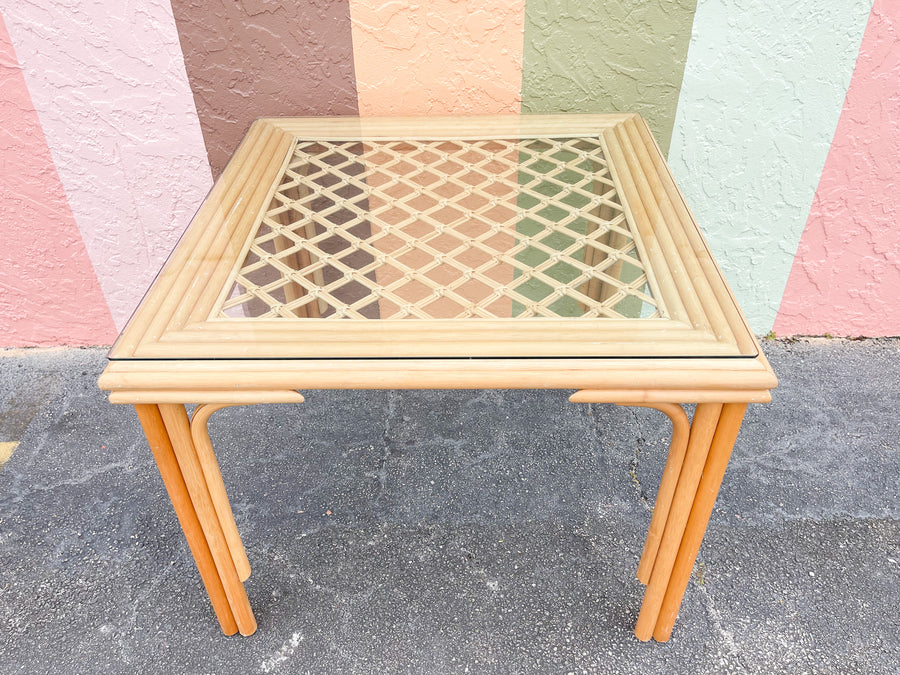 Lattice Love Honey Rattan Dining Table Set