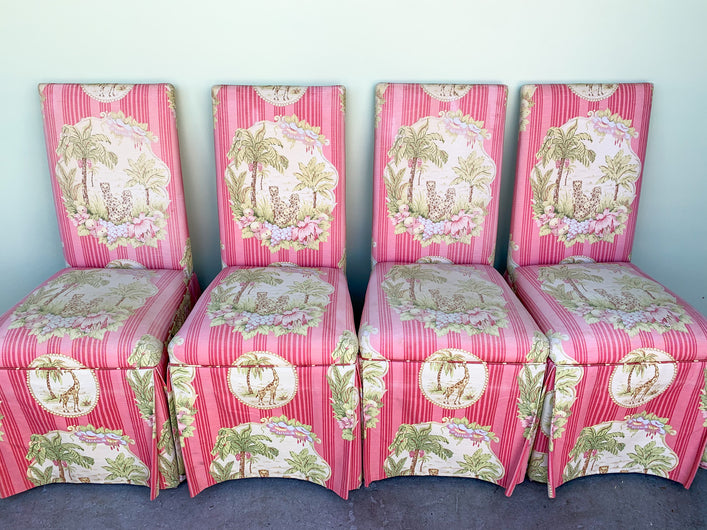 Pair of Pink Safari Chic Slipper Chairs