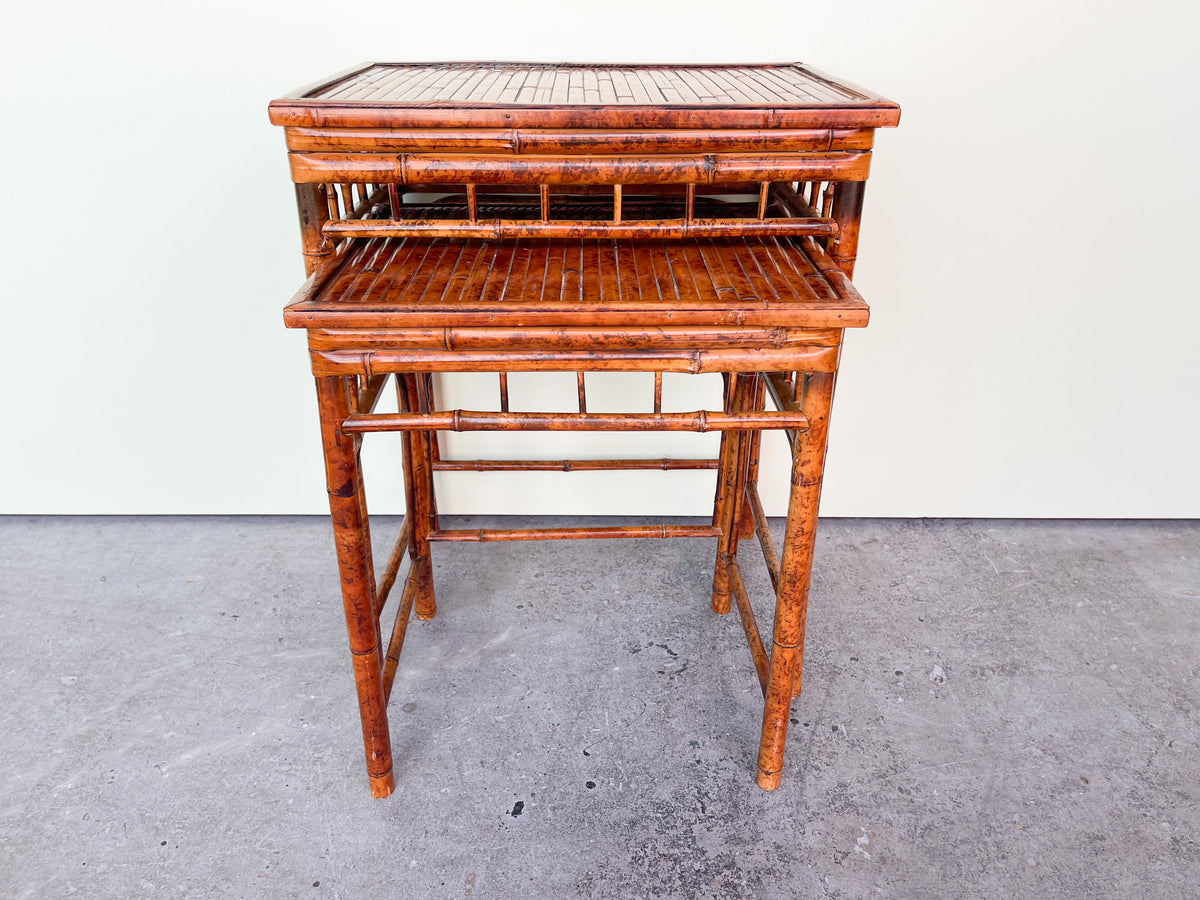Set of Four Tortoiseshell Bamboo Nesting Tables