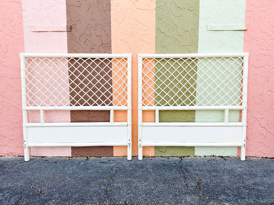 Pair of Ficks Reed Lattice Twin Headboards
