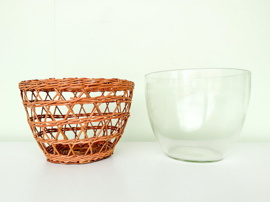 Pair of Rattan Wrapped Snack Bowls