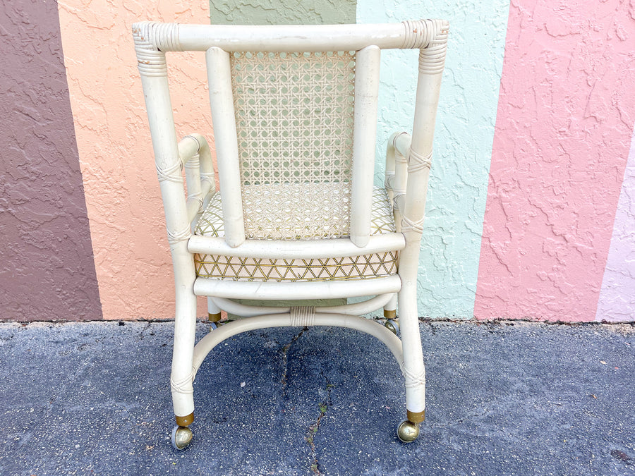 Pair of Ficks Reed Rattan and Cane Arm Chairs