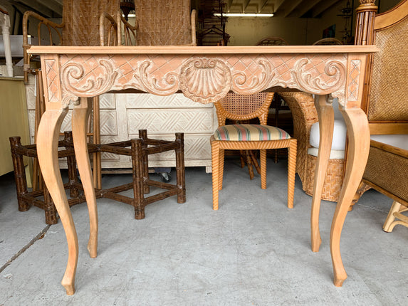 Wood Carved Shell Console Table