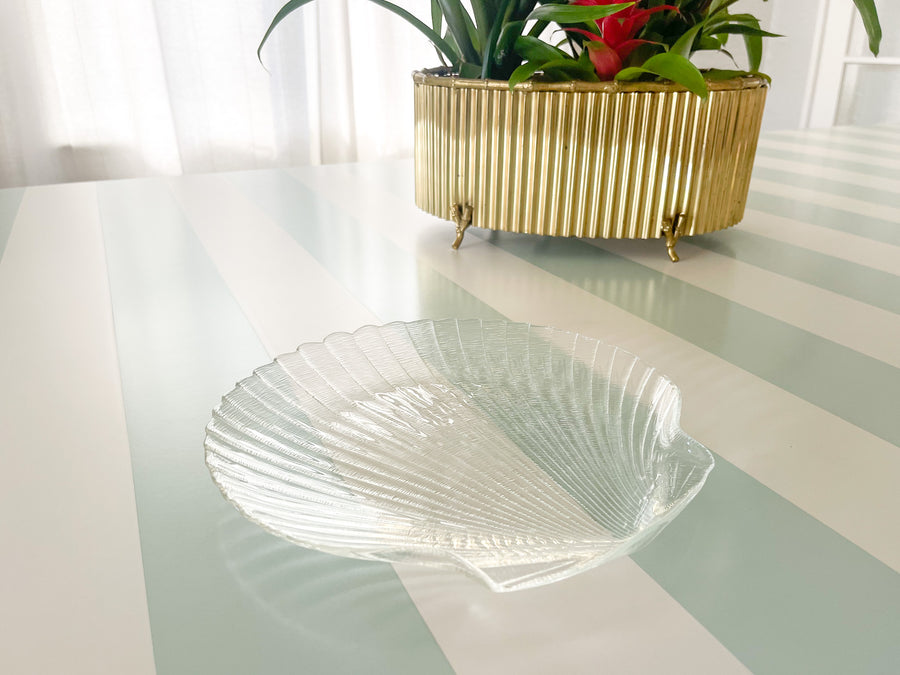 Set of Eight Glass Clam Shell Dinner Plates