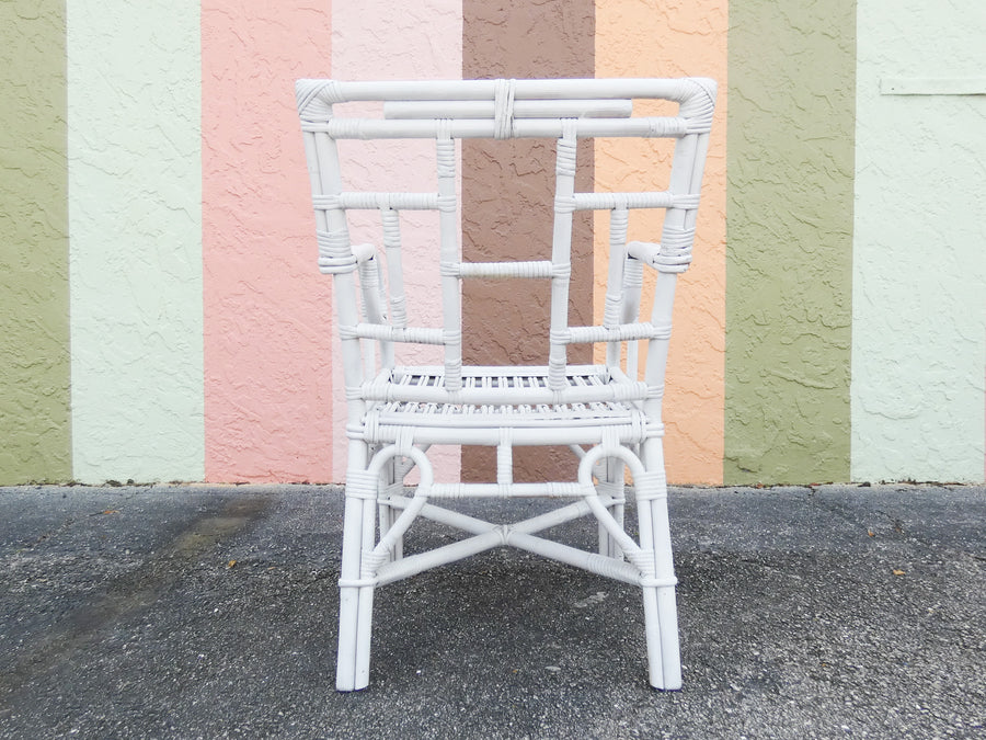 Pair of Painted Rattan Arm Chairs