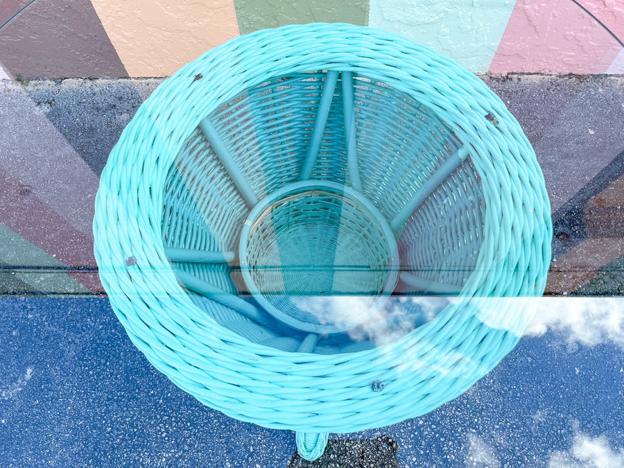 Twisted Turquoise Rattan Breakfast Set