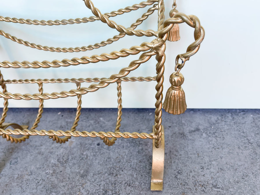 Hollywood Regency Tassel Magazine Rack