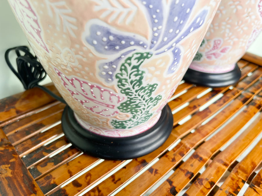 Pair of Tropical Ceramic Lamps