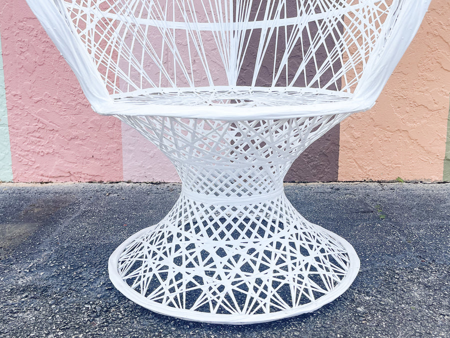 Pair of Chic White Webspun Peacock Chairs