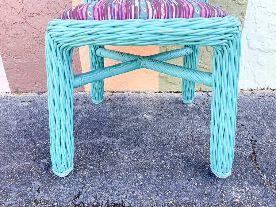 Twisted Turquoise Rattan Breakfast Set