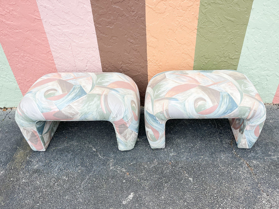 Pair of 80s Chic Waterfall Ottomans