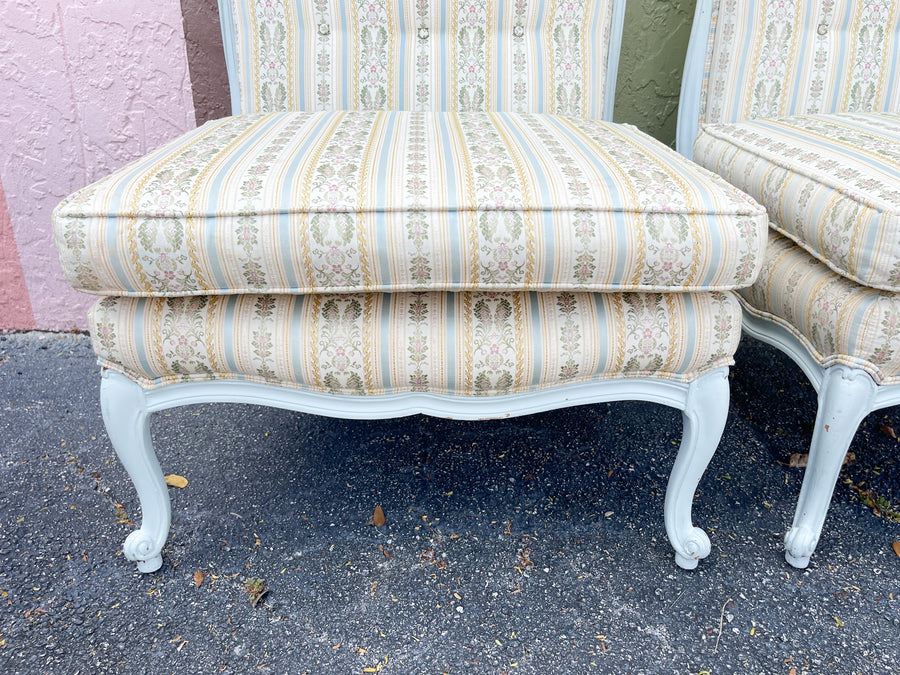 Pair of Granny Chic Upholstered Slipper Chairs