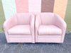 Pair of Pink Chic Upholstered Swivel Chairs