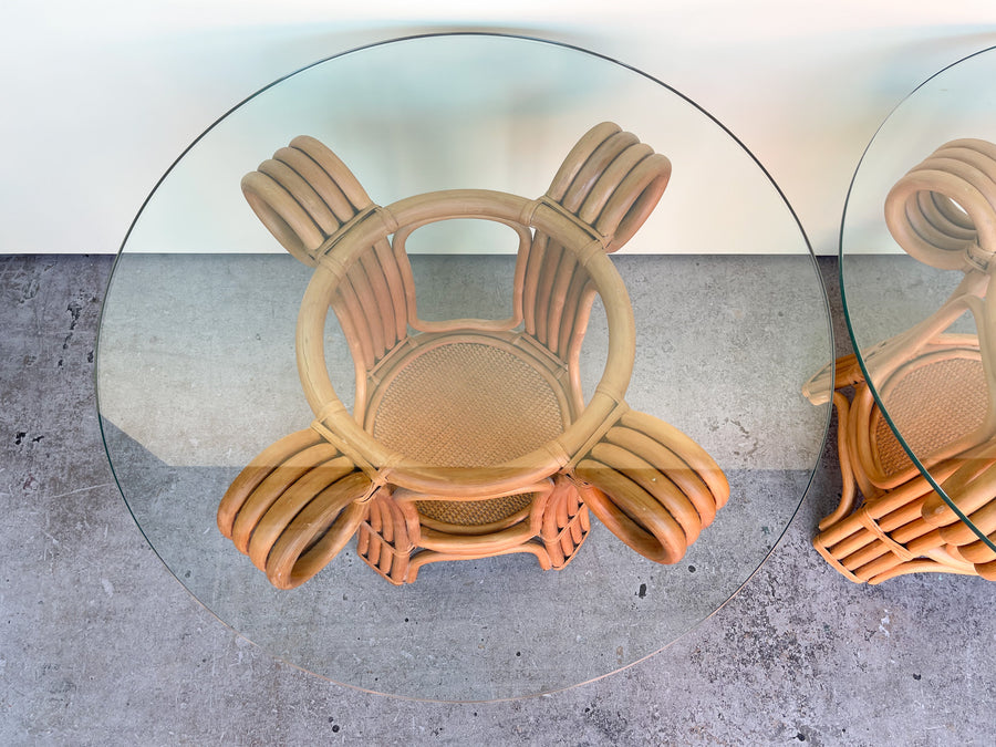 Pair of Island Whimsy Rattan Side Tables
