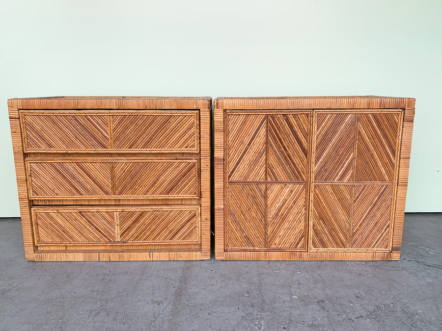 Pair of Oversized Rattan Chests