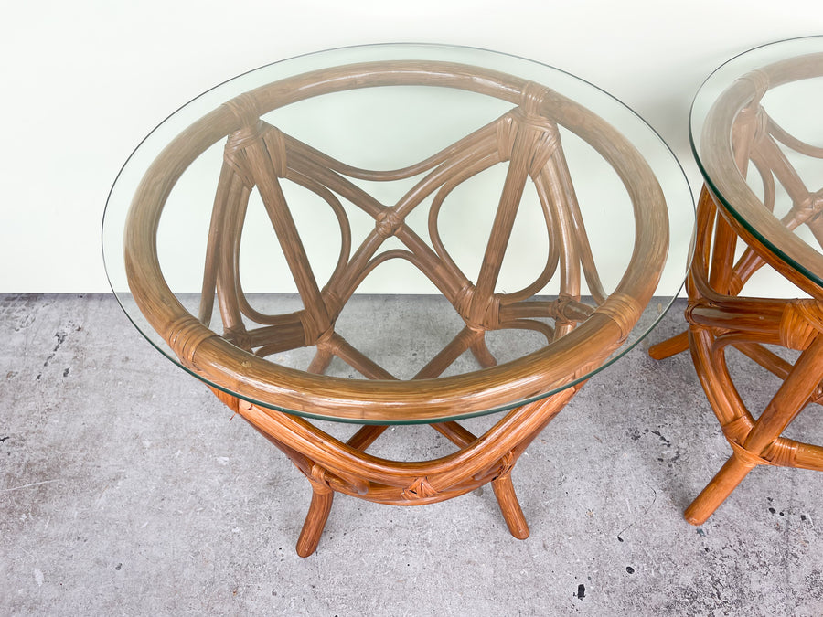 Pair of Island Style Rattan Side Tables