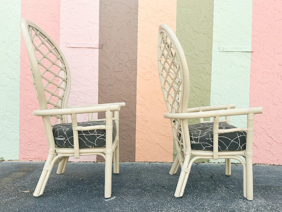 Pair of Ficks Reed Rattan Balloon Back Chairs