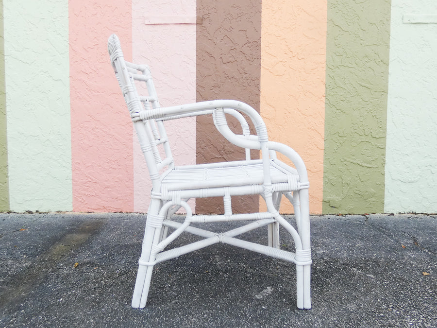 Pair of Painted Rattan Arm Chairs