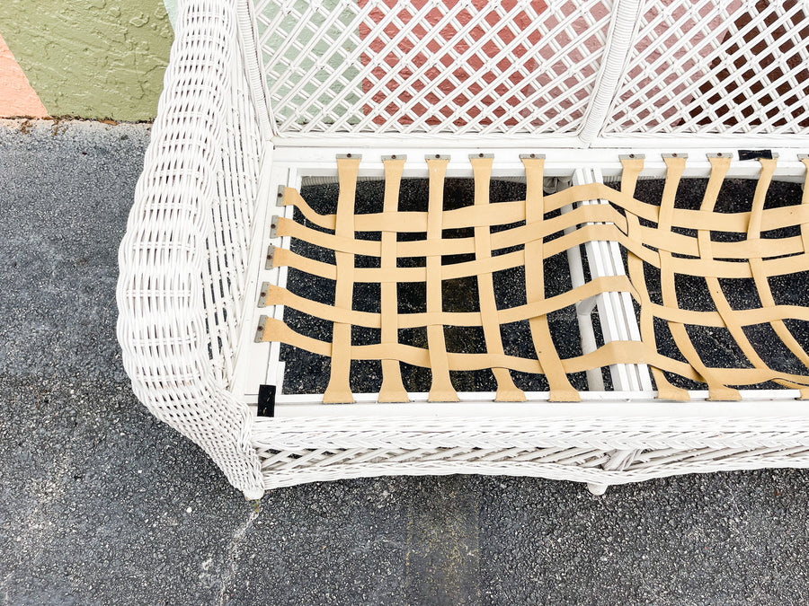 Palm Beach Braided Lattice Wicker Sofa