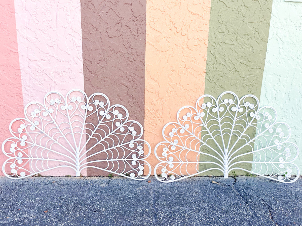 Pair of Fancy Fiddlehead Wicker Wall Fans