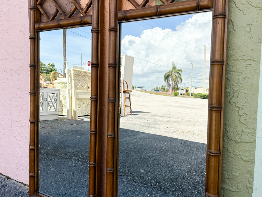 Pair of Faux Bamboo Chippendale Mirrors