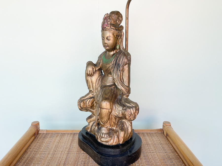 Warehouse Wednesday: Large Wood Carved Buddha Lamp