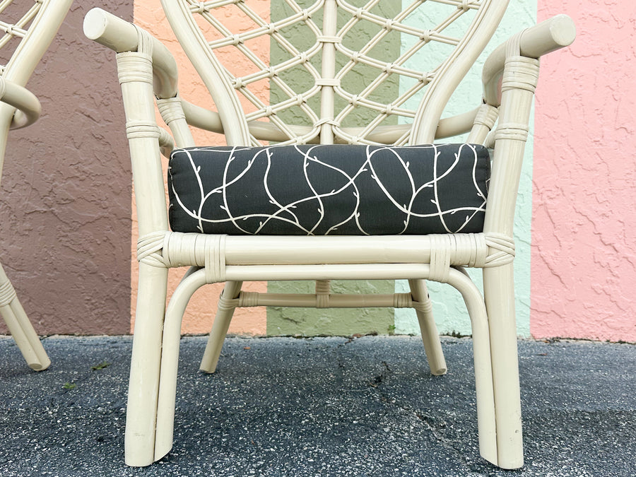 Pair of Ficks Reed Rattan Balloon Back Chairs