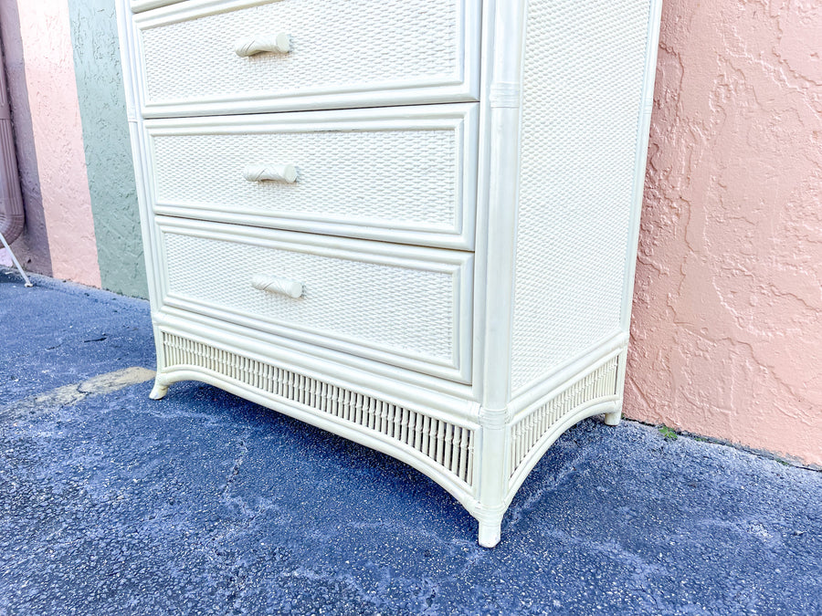 Rattan and Stick Wicker Tall Chest