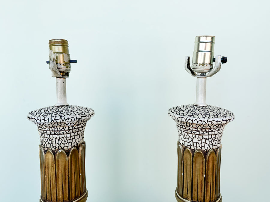 Pair of MCM Crackle Lamps